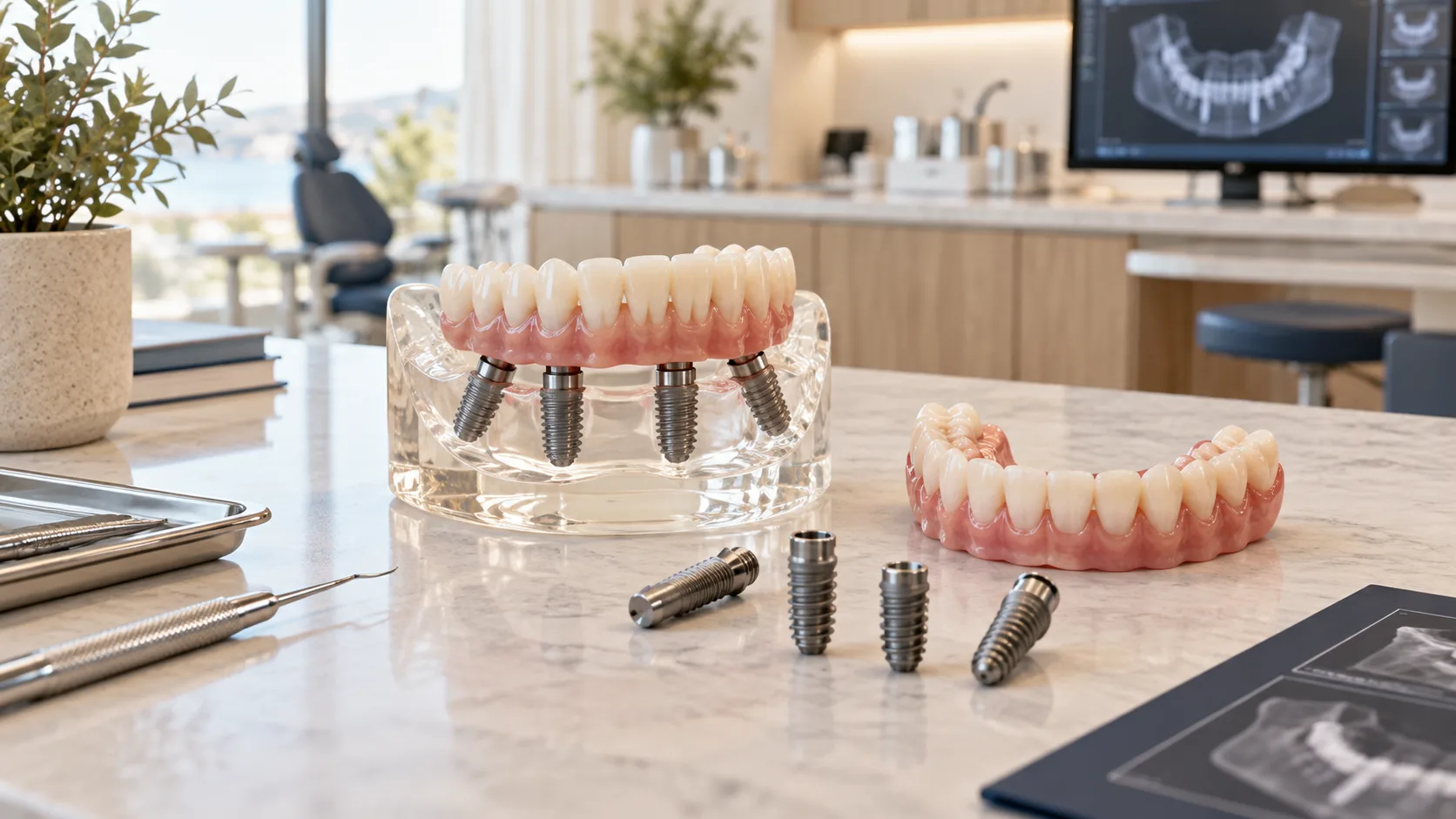 Full-arch implant model and components
